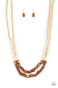 brown,long necklace,Bermuda Bellhop Brown Wooden Necklace