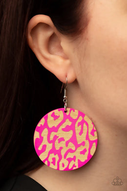 Cat Walk Safari Pink Wooden Earring Paparazzi Accessories