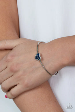 Heart of Ice Blue Rhinestone Heart Cuff Bracelet Paparazzi Accessories