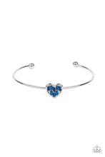 Load image into Gallery viewer, Heart of Ice Blue Rhinestone Heart Cuff Bracelet Paparazzi Accessories