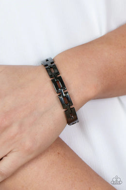 Closed Circuit Strategy Black Gunmetal Hinge Bracelets Paparazzi Accessories