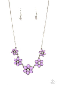 floral,purple,short necklace,Prairie Party Purple Floral Necklace