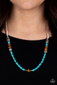 blue,crackle stone,short necklace,turquoise,urban,wooden,Groundbreaking Glamour Blue Urban Necklace