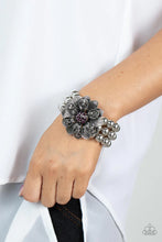 Load image into Gallery viewer, Botanical Bravado Purple Rhinestone Floral Stretchy Bracelet Paparazzi Accessories