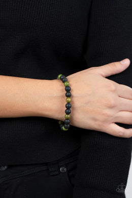 Molten Mogul Green Lava Bead Stretchy Bracelet Paparazzi Accessories