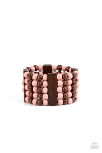 pink,stretchy,wooden,Island Soul Pink Wooden Stretchy Bracelet