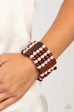 Load image into Gallery viewer, Island Soul Pink Wooden Stretchy Bracelet Paparazzi Accessories