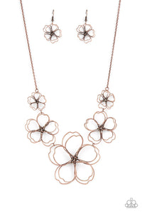 copper,floral,short necklace,The Show Must Grow On Copper Floral Necklace