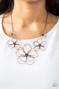 copper,floral,short necklace,The Show Must Grow On Copper Floral Necklace