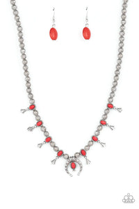 crackle stone,red,short necklace,Luck Of The West Red Stone Necklace