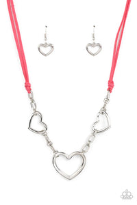 heart,hearts,pink,short necklace,Fashionable Flirt Pink Heart Necklace