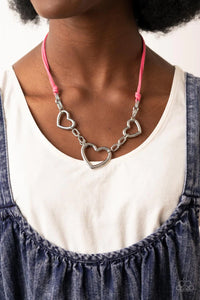 heart,hearts,pink,short necklace,Fashionable Flirt Pink Heart Necklace