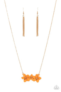 floral,gold,orange,short necklace,Petunia Picnic Orange Floral Necklace