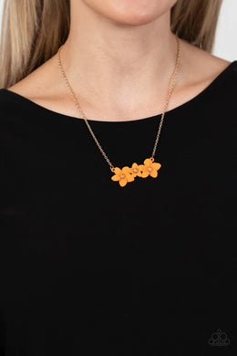 Petunia Picnic Orange Floral Necklace Paparazzi Accessories