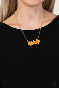 floral,gold,orange,short necklace,Petunia Picnic Orange Floral Necklace