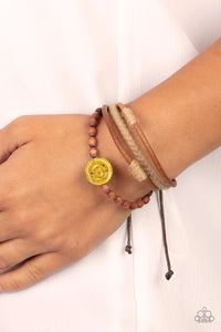 leather,pull-tie,urban,yellow,Existential Earth Child Yellow Urban Bracelet