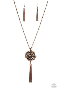 copper,floral,long necklace,Rosy Redux Copper Floral Necklace