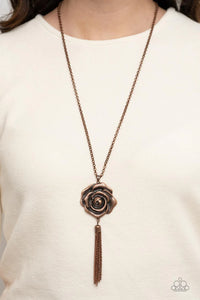 copper,floral,long necklace,Rosy Redux Copper Floral Necklace