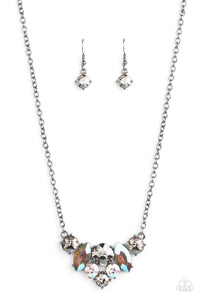 gunmetal,rhinestones,short necklace,Lavishly Loaded Black Rhinestone Necklace