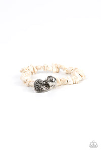 crackle stone,hearts,stretchy,white,Love You To Pieces White Stone Stretchy Bracelets