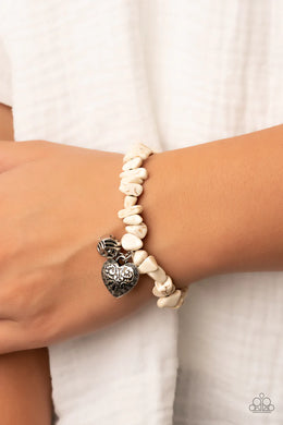 Love You To Pieces White Stone Stretchy Bracelets Paparazzi Accessories