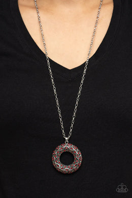 Wintry Wreath Red Rhinestone Necklace Paparazzi Accessories