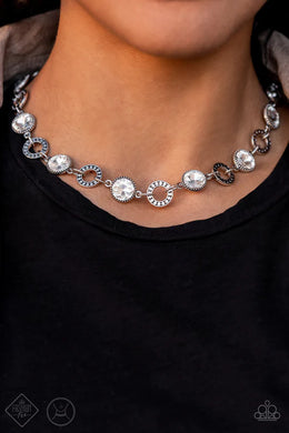 Rhinestone Rollout White Rhinestone Choker Necklace Paparazzi Accessories