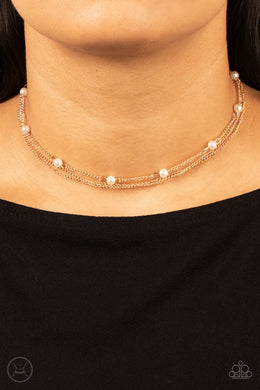 Daintily Dapper Gold Pearl Choker Necklace Paparazzi Accessories