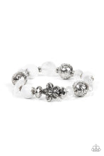 Load image into Gallery viewer, Pretty Persuasion White Stretchy Floral Bracelet Paparazzi Accessories