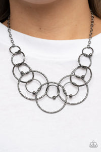 gunmetal,short necklace,Encircled in Elegance Black Gunmetal Necklace