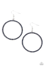 Load image into Gallery viewer, Head-Turning Halo Blue Rhinestone Earrings Paparazzi Accessories