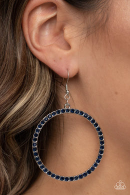 Head-Turning Halo Blue Rhinestone Earrings Paparazzi Accessories