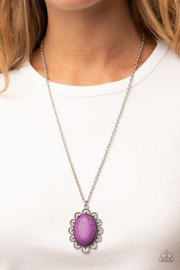 Daisy Dotted Deserts Purple Stone Floral Necklace Paparazzi Accessories