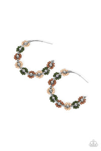 floral,green,hoops,seed bead,Growth Spurt Green Seed Bead Floral Hoop Earrings