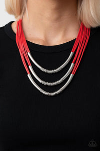 red,short necklace,Mechanical Mania Red Necklace