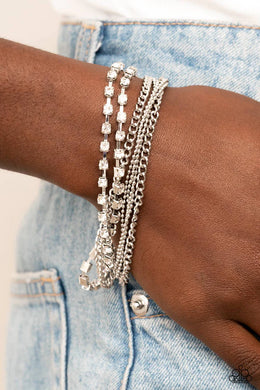 Secretly Sassy White Rhinestone Bracelet Paparazzi Accessories