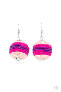 fishhook,pink,sead bead,Zest Fest Pink Seed Bead Earrings