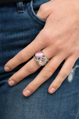 SELFIE-Indulgence Pink Cat's Eye Rhinestone Ring Paparazzi Accessories