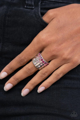 Sizzling Sultry Pink Rhinestone Ring Paparazzi Accessories