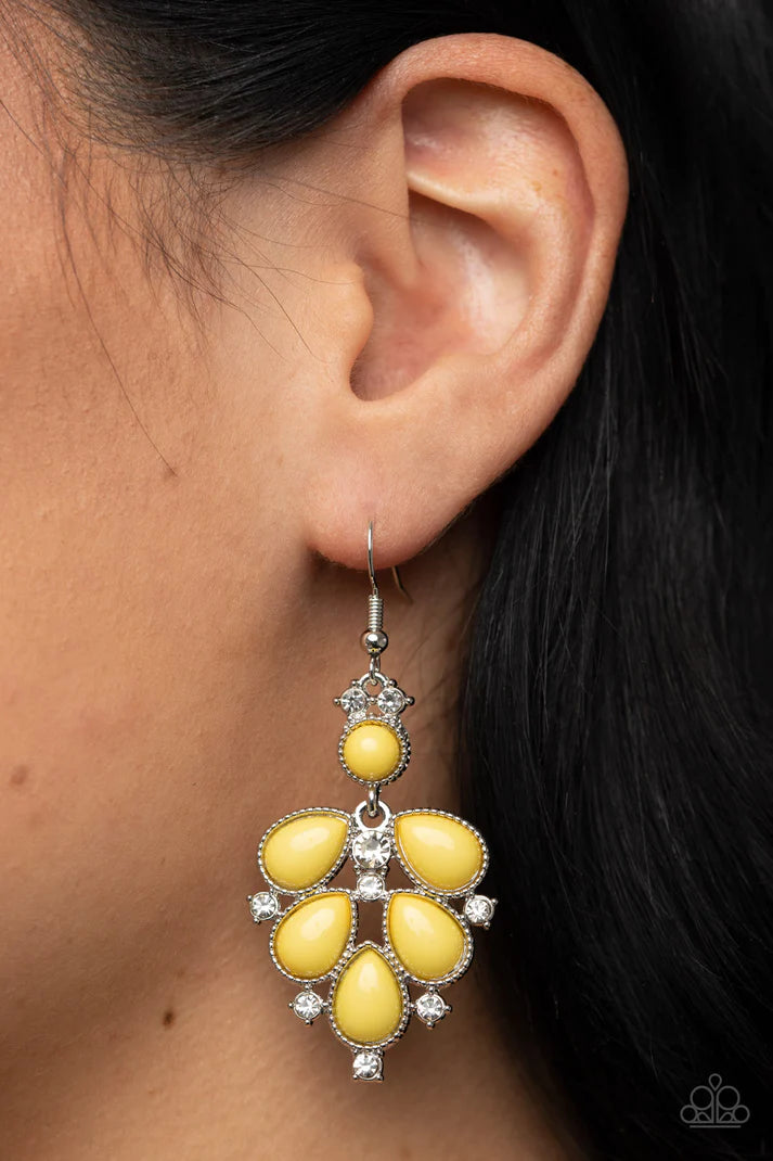 Transcendental Teardrops - Yellow Earrings Paparazzi Accessories