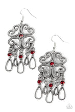 Load image into Gallery viewer, Majestic Makeover Red Rhinestone Earring Paparazzi Accessories