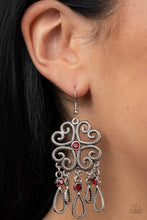 Load image into Gallery viewer, Majestic Makeover Red Rhinestone Earring Paparazzi Accessories