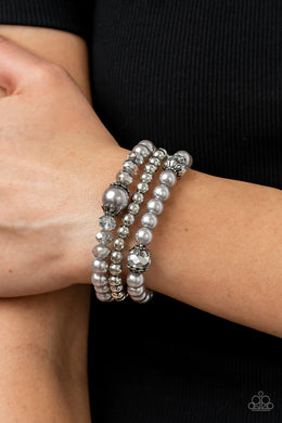 Positively Polished Silver Pearl Stretchy Bracelet Paparazzi Accessories