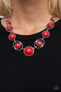 red,short necklace,Eye of the BEAD-holder Red Necklace