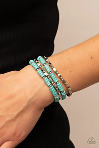 blue,crackle stone,stretchy,turquoise,Anasazi Apothecary Blue Stone Stretchy Bracelet