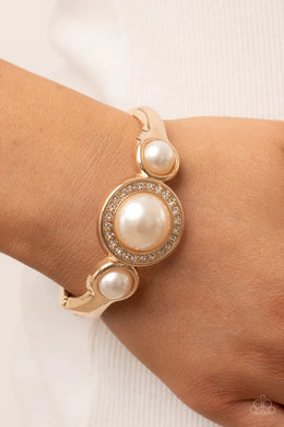 Debutante Daydream Gold Pearl Hinge Bracelet Paparazzi Accessories