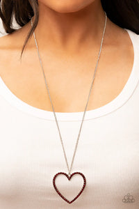 hearts,long necklace,red,rhinestones,Va-Va-Valentine Red Rhinestone Heart Necklace