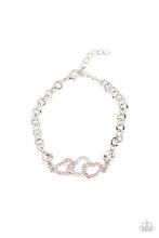 Load image into Gallery viewer, Desirable Dazzle Pink Rhinestone Heart Bracelet Paparazzi Accessories