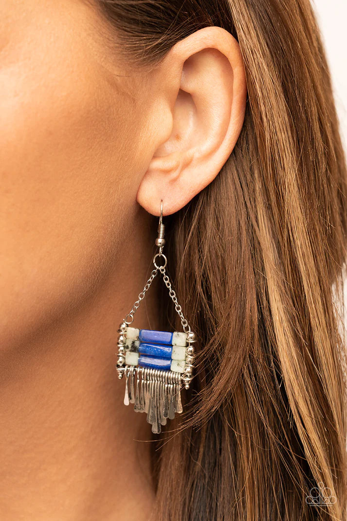 Riverbed Bounty Blue Stone Earrings Paparazzi Accessories