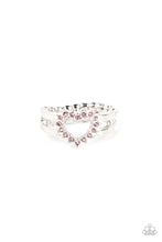 Load image into Gallery viewer, First Kisses Pink Rhinestone Heart Ring Paparazzi Accessories